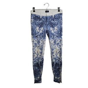 Mother Jeans 26 Floral The‎ Looker Ankle Zip White